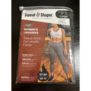 Sweat Shaper Womens Leggings Heather Grey Compression Workout Fitness Large